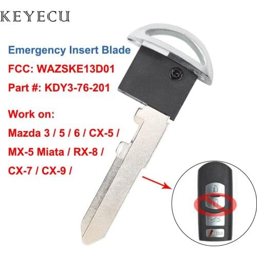 Keyecu Replacement Emergency Smart Prox Insert Key Blade for Mazda 3 5 6 CX-5 Uncut Blank Blade Fits: KR55WK49383, NO Chip