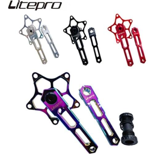 Litepro Shining Star Crank Five Claws Hollow Integrated Crankshaft Alloy Hollow Crank 130BCD Chainring Folding Bicycle Crankset