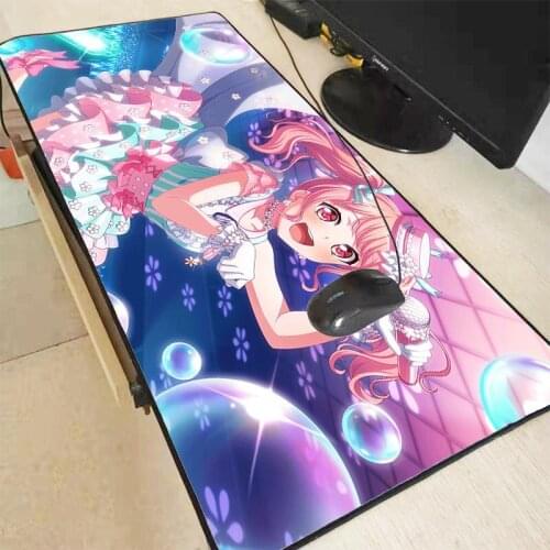 Mairuige Girls Band Anime RGB LED USB Wired Lighting Gaming Large Mousepad Keyboard Non-slip Colorful Luminous for PC Mice Mat