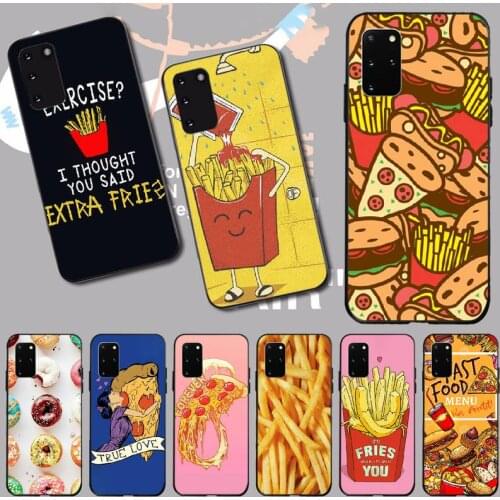 PENGHUWAN Pizza French fries Doughnut food Bling Cute Phone Case for Samsung S20 plus Ultra S6 S7 edge S8 S9 plus S10 5G