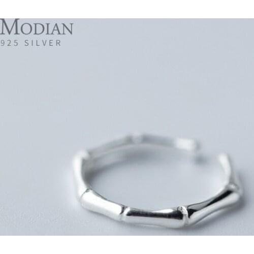 Modian Funny Slub Ring for Women Authentic 925 Sterling Silver Glossy Plant Open Adjustable Finge Rings Fashion Jewelry Bijoux