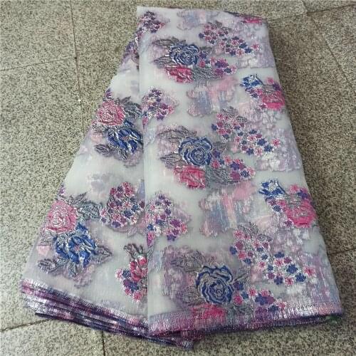 Fashion African Jacquard Lace Fabric Nigerian Brocade Organza Cloth French Tulle Net Material Tissus Tela For Sewing Dress DJO18