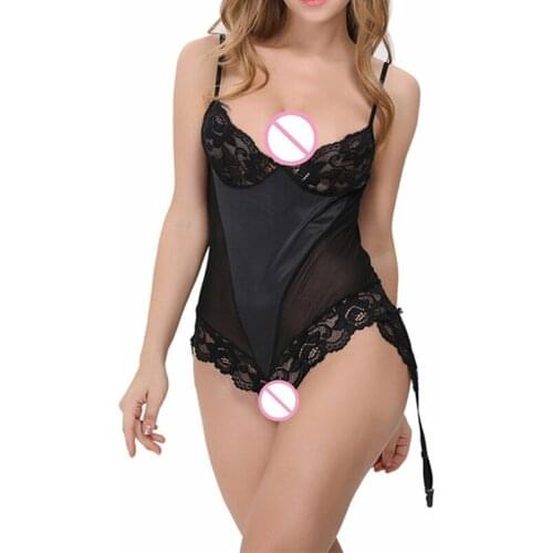 2018 New Style Fashion Women Sexy Lingerie Flowers Lace Net Yarn Nightdress Sling Erotic Sleepwear Slip Plus Size S-XXL 3 Colors