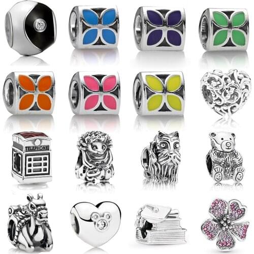 NEW 100% 925 Sterling Silver 1:1 Cap Book Scrol Telephone Booth Charm Fit DIY Original Bracelet Jewelry The Factory Wholesale