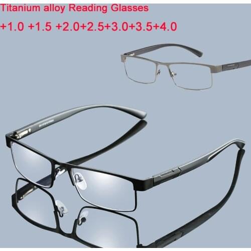 Reading Glasses Men Titanium Alloy Non Spherical Presbyopia Glasses Business Hyperopia Prescription Eyeglasses +1.0 To +4.0