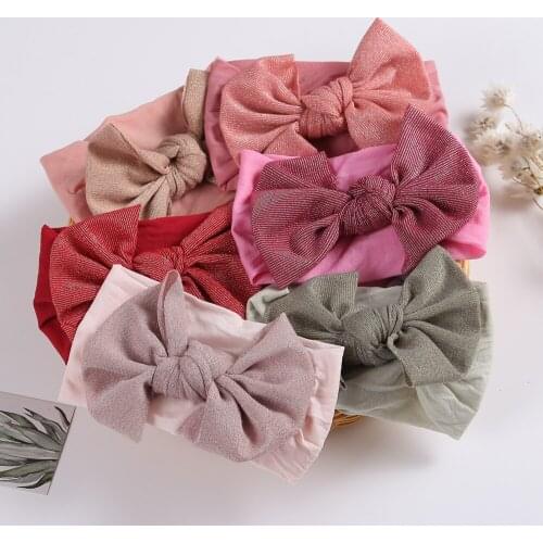 22pc/lot 2021 New Baby Hair Accessories,Nylon Baby Headbands For Newborn Kids Wide Nylon Turban Knot Bow Head wraps Girls Props