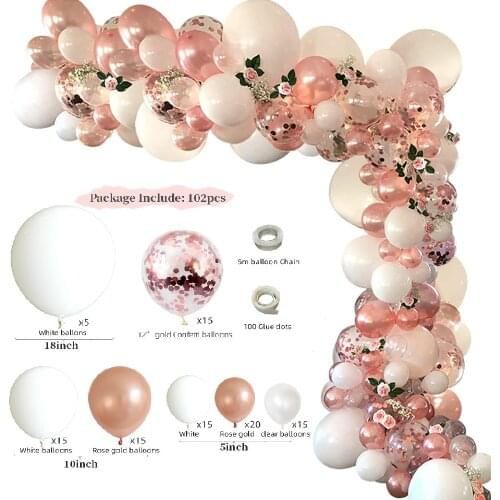 Rose Gold Confetti Balloon Garland Stand Balloon Arch Set Bachelorette Baby Shower Wedding Theme Party Helium Ballons Decor