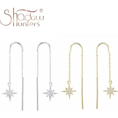 SHADOWHUNTERS 2020 Popular 925 Sterling Silver Snowflake Crystal CZ Drop Earrings Women Jewelry Christmas Gift Charming Earrings