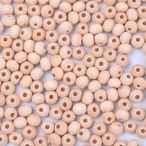 200pcs 6mm Natural Color Round Ball Wood Spacer Beads Jewelry Findings Charms