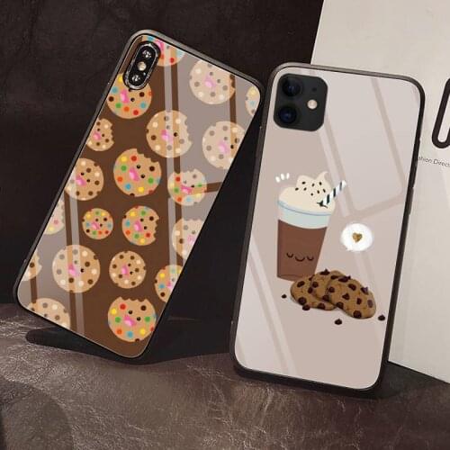 Chocolate cookies cute cartoon Phone Case Tempered Glass For iPhone 12 11 Pro Max Mini XR XS MAX 8 X 7 6S 6 Plus SE 2020 case