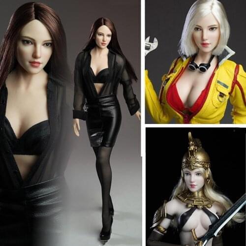 SUPER DUCK 1/6 SDH018 Beauty Girl female Head Sculpt White Short Hair long blond hair head for Pale female body