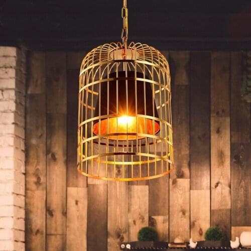 Postmodern Vintage Pendant Lights Iron Birdcage Hanging Lamp For Dining Room Loft Light Fixtures Bar Decoration Gold Hanglamp