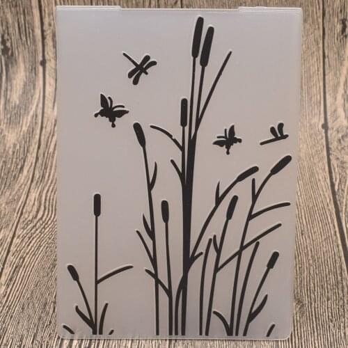 Reed Dragonfly Plastic Embossing Folders for Card Making Scrapbooking Wedding Paper Cards Photo Album Decor
