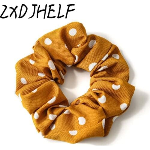 ZXDJHELF Polka Dot Design Scrunchie Womens Elastic Hairband Vintage Sweet Girls Hair Accessories Hair Ties Ponytail Holder F093