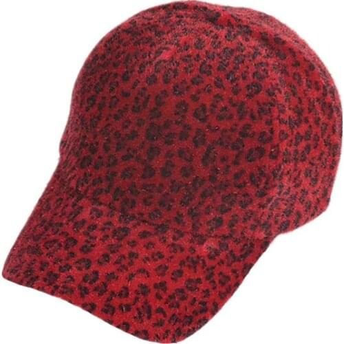 Hat female adult lady fashion leopard baseball cap autumn and winter warm woolen cap elegant duck tongue hat 2MZ80