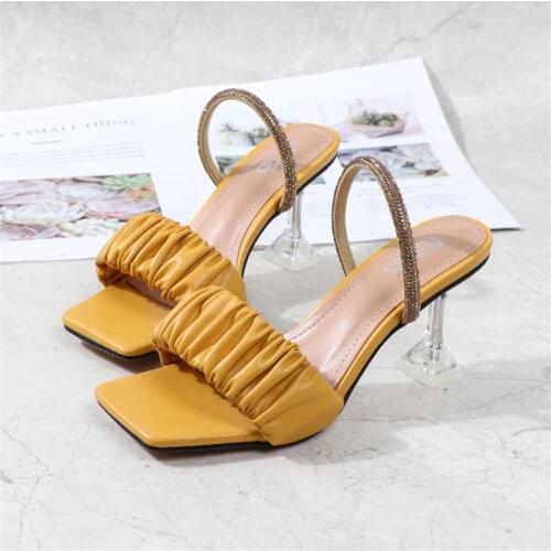 Crystal Shoes Womens Sandals Rhinestone Strappy Women Heels 7.5cm Slides Slippers Outdoor Casual Footwear Party Plus Size 41