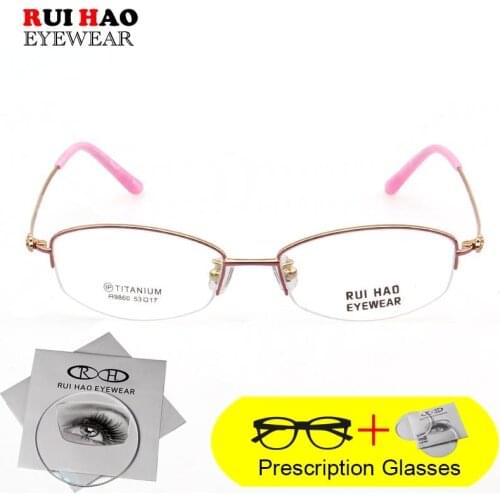 Customize Prescription Glasses Women Pure Titanium Frame Fill Resin Lenses Made Hyperopia Myopia Progressive Spectacles 8960