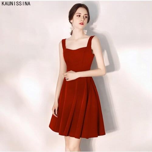 KAUNISSINA Simple Cocktail Dresses Sweetheart Spaghetti Strap Short Prom Dress Plus Size Elegant Party Gowns Homecoming Vestidos