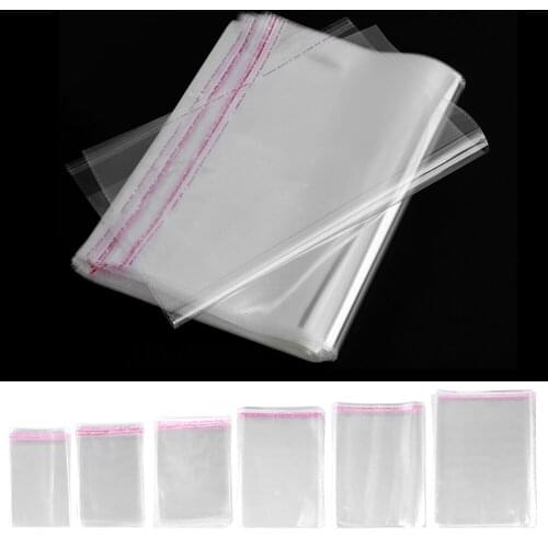 100pcs Sealing Bag Cookie Candy Packaging Transparent Bags OPP Resealable Plastic Cellophane Wedding Party Gift Self Adhesive