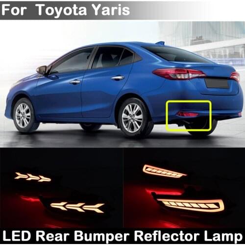 2Pcs For Toyota Yaris 2017 2018 2019 Red LED Rear Bumper Reflector Lamp 2-In-1 Function As Drving light Brake light