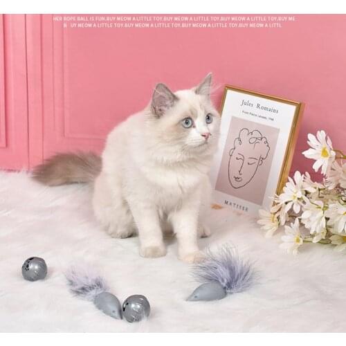 2pcs Cat Toys False Mouse Pet Cat Toys Mini Funny Playing Toys Bell Ball for Kitten Cats With Feather Plush Mini Mouse Toys