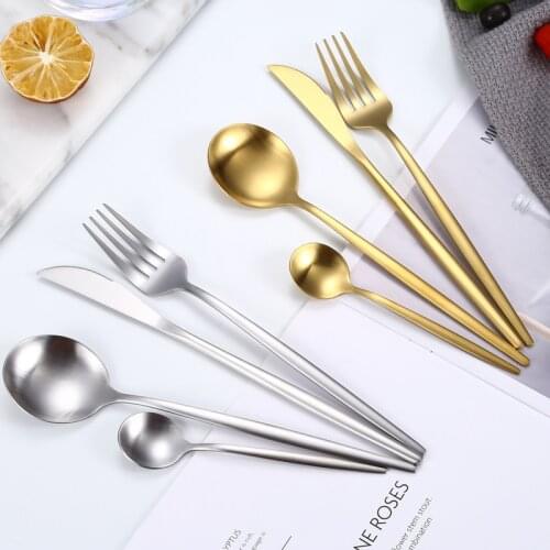 Hot Selling 4 Pcs/set Gold Cutlery Set Stainless Steel Dinnerware Silverware Flatware Set Dinner Knife Fork Spoon Cutlery Set