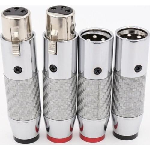 4pcs rhodium Plated Carbon Fiber XLR Plug Connector HiFi Audio 3Pin Balance connector plug