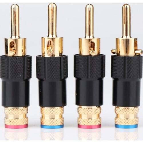 4 pcs/lot New Brass Lock Speaker Amplifier Connector Palic RCA Speaker Cable Banana Plug