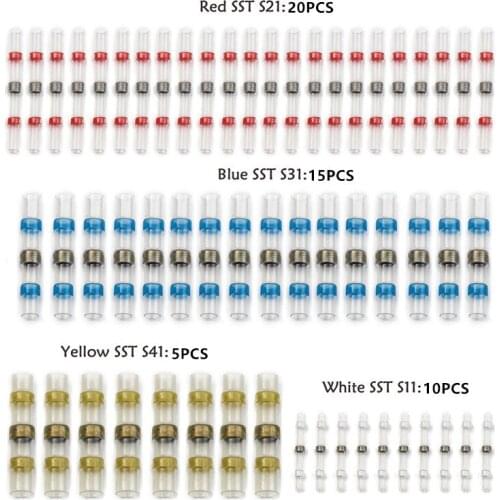 50PCS Mix Seal Solder Sleeve Kit Electrical Wire Connectors Insulated Heat Shrink Soldering Terminals Waterproof Butt Connectors