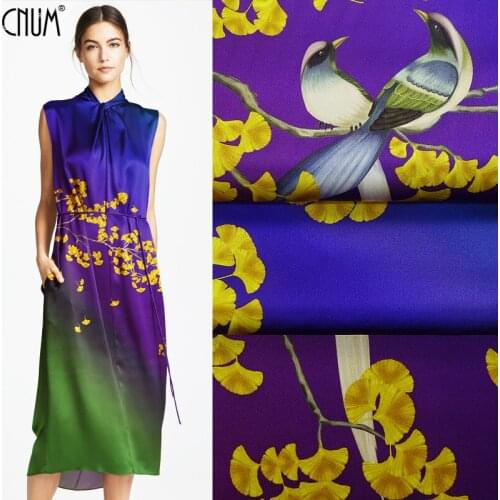 CNUM SP930 Pure Silk/ Magpie, Gradient /Silk Fabric 93% Silk 7% Spandex Elastic/ W: 1.29yd L:1.37yd Thickness 19mm/ Unit: 1PC