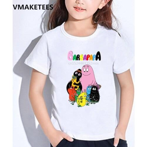 Kids Summer Short Sleeve Girls & Boys T shirts Cartoon Barbapapa Print Childrens T-shirt Casual Funny Baby Clothes