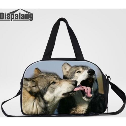 Dispalang Animals Wolf Print Women Travel Bags Large Capacity Luggage Shoulder Bags For Trip Casual Handbag Travel Duffle Bag
