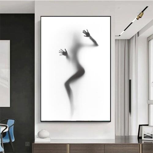 Modern Style Figure Black White Light and Shadow Canvas Paintings Abstract Body Art Pictures Home Poster Wall BedRoom Decoration
