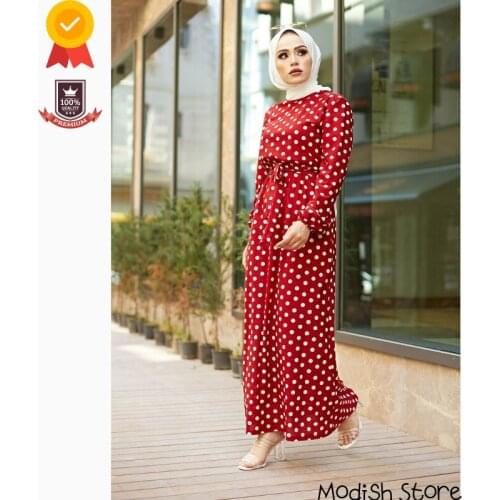 Belted Polka Dot Robe |New Season| Long Dress For Women Muslim Fashion Abaya Dubai Abaya Turkey Evening Dresses Kaftan Ramadan