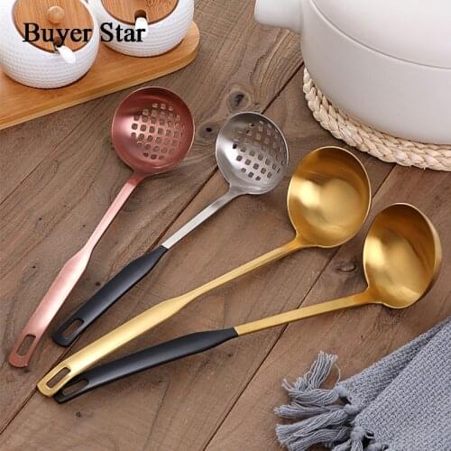 Buyer Star Stainless Steel Kitchen Utensil 18/10 SUS304 Cooking Tool Heat-resistant Protection Ladle with Strainer Colander