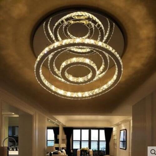 Living room lamp simple modern crystal lamp round led hanging suction dual lamp creative personality restaurant chandelier led