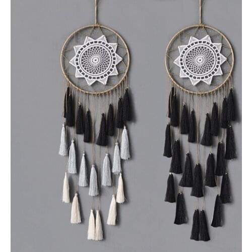 Black and white dreamcatcher Wall hanging large dream catcher room decoration home nordic style wind chimes Handmade crafts