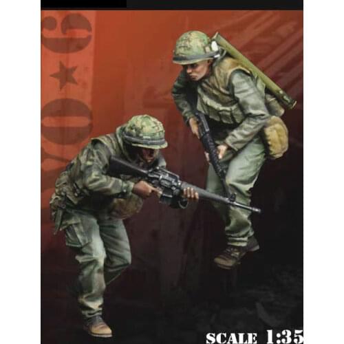 1/35 Scale Vietnam War US Army Jungle 2 Soldiers Miniatures Modelling Unpainted DIY Assembling Static Figure Resin Model Kits