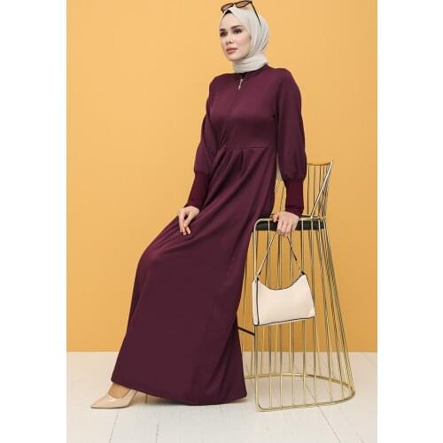 Minahill Zipper Shirred Ferace 8297-03 Damson 8297-03