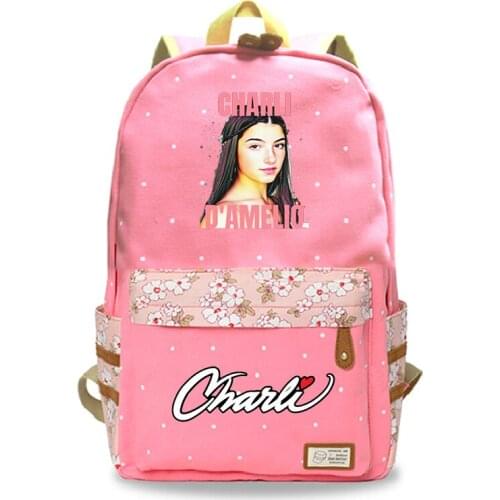 Fashion Charli Damelio Printed Backpack Female Rucksack Ladies Solid Color Schoolbag Teens Girls Children Bookbag Hiking Bag