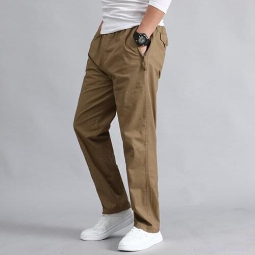 Mens spring and summer thin section simple loose overalls straight oversized zipper pocket casual trousers sports pants 120kg
