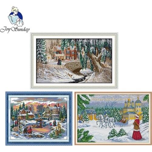 People in the snow DIY printed patterns scenery series 11CT 14CT crafts Cross Stitch kits DMC on canvas Chinese Embroidery sets