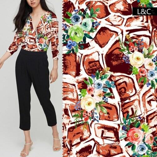 2020 Autumn and Winter New Clothing Fabric Plant Fashion Tropical Style Digital Printing Custom Cloth