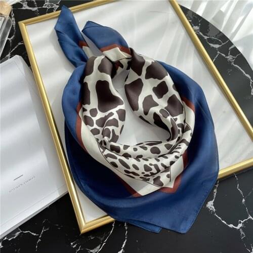 2021 New Leopard Silk Scarf Women Print Neck Hairband Spring Summer Shawl Wrap Female Foulard Neckerchief Bandana