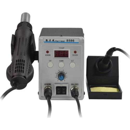 Kailiwei 8586 2 in 1 ESD Soldering Station SMD Rework Soldering Station Hot Air Gun Welding Repair Tools Solder Iron