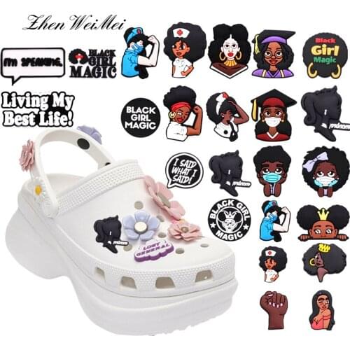 Shoe Charms Accessories Decorations Black Human Rights Shoe Charms Black Girl Magic Shoe Decoration Jibz Kids Party X-mas Gifts