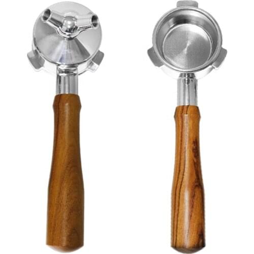 Coffee Utensil Espresso Portafilter Solid wood handle single Spout Portafilter 58mm Fit For Brevill Bes920/980/990