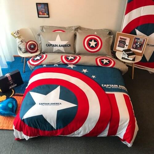 Marvel pattern bedding cotton and printed duvet cover single queen king size comforter kids pillowcases boy american home decor