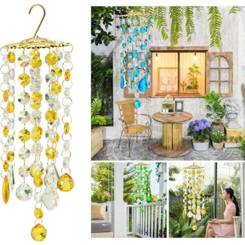 Simple Crystal Wind Chimes For Home Decoration Plated Colorful Crystal Wind Chimes Outdoor Garden Yard Lawn Hanging Decoration