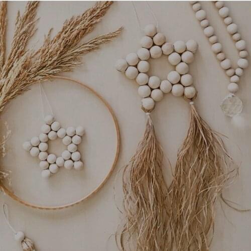 Drop Shipping Nordic Style Wooden Beads Ornaments Kids Room Decoration Wall Hanging Girls Baby Tents Decorative